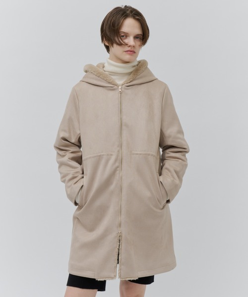 Plumel（プルメル）の「Suede Ponti Fur Quilted Padded Coat / スエードポンチファー中綿キルトコート（その他アウター・レディース・ベージュ/チャコールグレー/グレー・MEDIUM）」の6枚目の写真