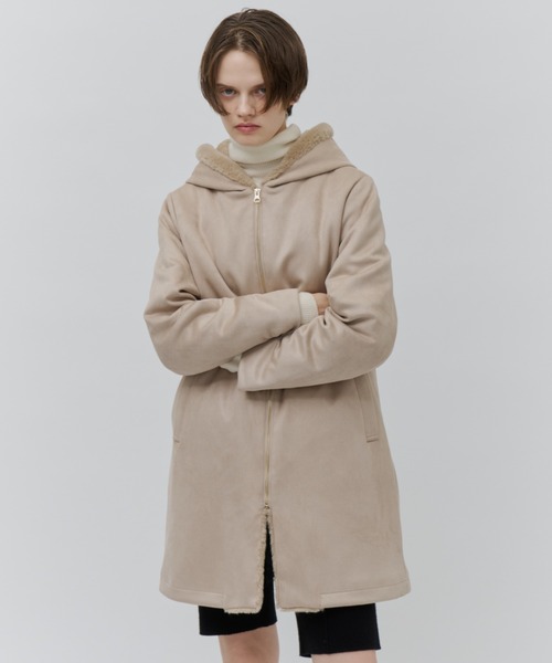Plumel（プルメル）の「Suede Ponti Fur Quilted Padded Coat / スエードポンチファー中綿キルトコート（その他アウター・レディース・ベージュ/チャコールグレー/グレー・MEDIUM）」の7枚目の写真