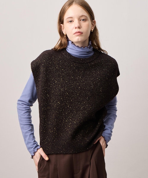 LE SOUK HOLIDAY(ルスークホリデー)の「メローハイネック起毛ロングTシャツ【吸湿発熱・アクセントカラー】(Tシャツ/カットソー・レディース・ライトグリーン/レッド/サックスブルー/マスタード/オレンジ/ダークブラウン/ネイビー・M/L)」の13枚目の写真