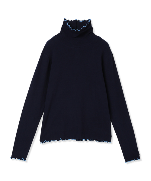 LE SOUK HOLIDAY(ルスークホリデー)の「メローハイネック起毛ロングTシャツ【吸湿発熱・アクセントカラー】(Tシャツ/カットソー・レディース・ライトグリーン/レッド/サックスブルー/マスタード/オレンジ/ダークブラウン/ネイビー・M/L)」の14枚目の写真