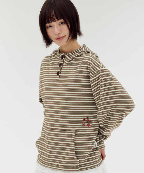 ambler(エムブラー)の「Striped Star button hoodie 刺繍ボアジャケットフードTシャツ AHP1311(ミント)(パーカー・レディース・その他・FREE)」の3枚目の写真