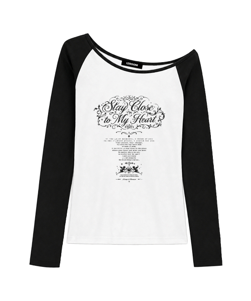 IZROOM(イズルーム)の「ステイ ワンショルダーラグラン長袖トップス (BLACK WHITE)(Tシャツ/カットソー・レディース・その他・FREE)」の1枚目の写真