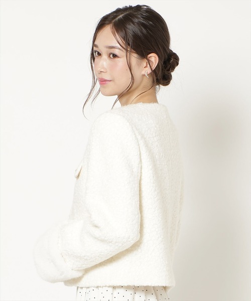 WILLSELECTION(ウィルセレクション)の「ノーカラーブークレショートコート(その他アウター・レディース・ブラック/オフホワイト/ピンク/モカ・FREE)」の6枚目の写真