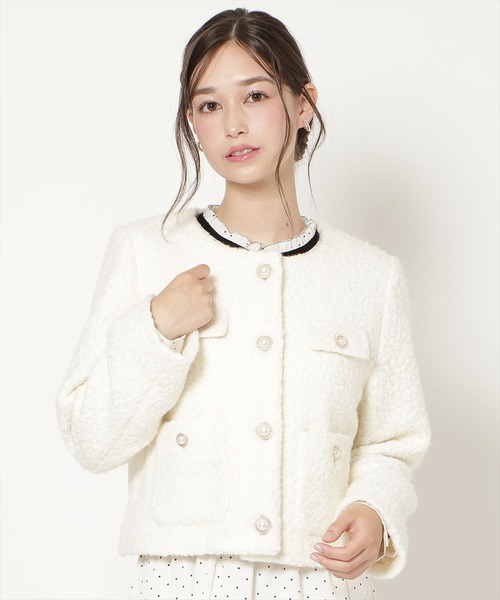 WILLSELECTION(ウィルセレクション)の「ノーカラーブークレショートコート(その他アウター・レディース・ブラック/オフホワイト/ピンク/モカ・FREE)」の10枚目の写真
