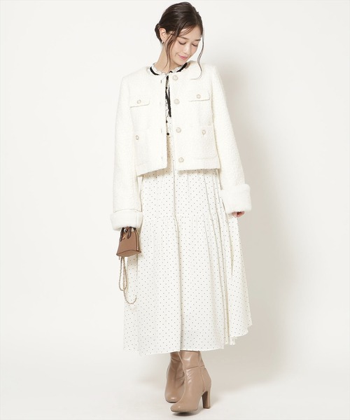 WILLSELECTION(ウィルセレクション)の「ノーカラーブークレショートコート(その他アウター・レディース・ブラック/オフホワイト/ピンク/モカ・FREE)」の11枚目の写真
