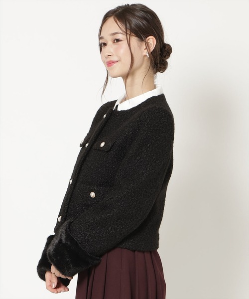 WILLSELECTION(ウィルセレクション)の「ノーカラーブークレショートコート(その他アウター・レディース・ブラック/オフホワイト/ピンク/モカ・FREE)」の13枚目の写真