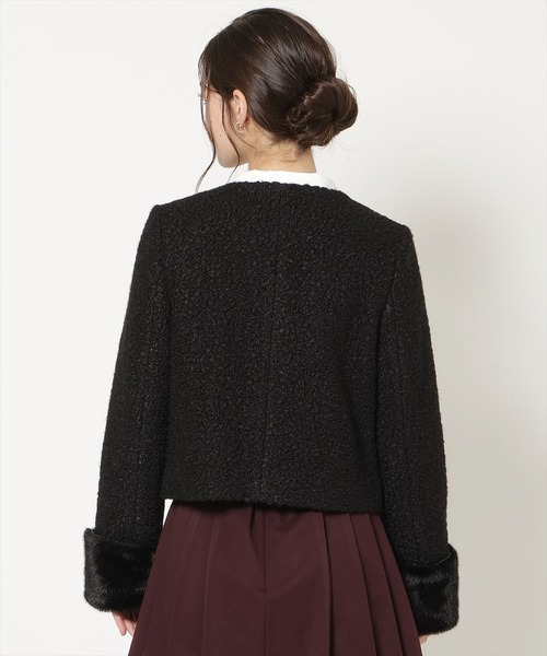WILLSELECTION(ウィルセレクション)の「ノーカラーブークレショートコート(その他アウター・レディース・ブラック/オフホワイト/ピンク/モカ・FREE)」の14枚目の写真