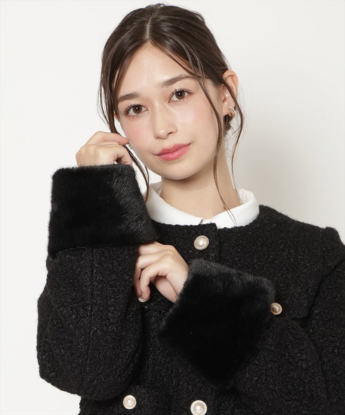 WILLSELECTION(ウィルセレクション)の「ノーカラーブークレショートコート(その他アウター・レディース・ブラック/オフホワイト/ピンク/モカ・FREE)」の15枚目の写真