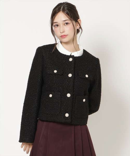 WILLSELECTION(ウィルセレクション)の「ノーカラーブークレショートコート(その他アウター・レディース・ブラック/オフホワイト/ピンク/モカ・FREE)」の16枚目の写真