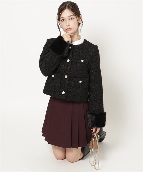 WILLSELECTION(ウィルセレクション)の「ノーカラーブークレショートコート(その他アウター・レディース・ブラック/オフホワイト/ピンク/モカ・FREE)」の17枚目の写真
