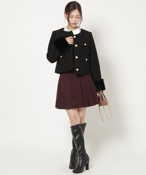WILLSELECTION(ウィルセレクション)の「ノーカラーブークレショートコート(その他アウター・レディース・ブラック/オフホワイト/ピンク/モカ・FREE)」の18枚目の写真