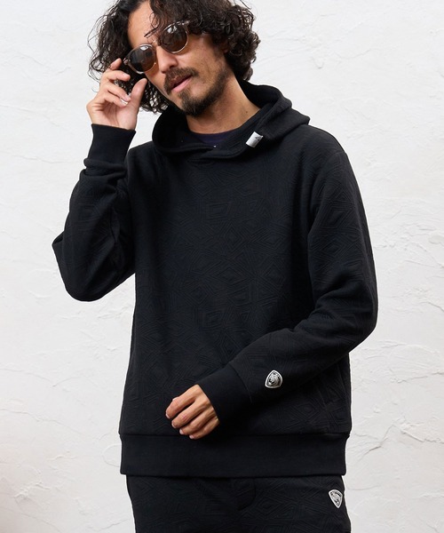No Rain No Rainbow(ノーレインノーレインボー)の「mpa4235- embossed jacquard knit hoodie ジャカードニットパーカー(NR26W-04)(パーカー・メンズ・ブラック/ブルー/グレー・S/M/L/XL)」の4枚目の写真