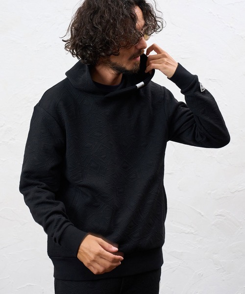 No Rain No Rainbow(ノーレインノーレインボー)の「mpa4235- embossed jacquard knit hoodie ジャカードニットパーカー(NR26W-04)(パーカー・メンズ・ブラック/ブルー/グレー・S/M/L/XL)」の5枚目の写真