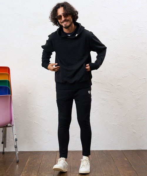 No Rain No Rainbow(ノーレインノーレインボー)の「mpa4235- embossed jacquard knit hoodie ジャカードニットパーカー(NR26W-04)(パーカー・メンズ・ブラック/ブルー/グレー・S/M/L/XL)」の6枚目の写真