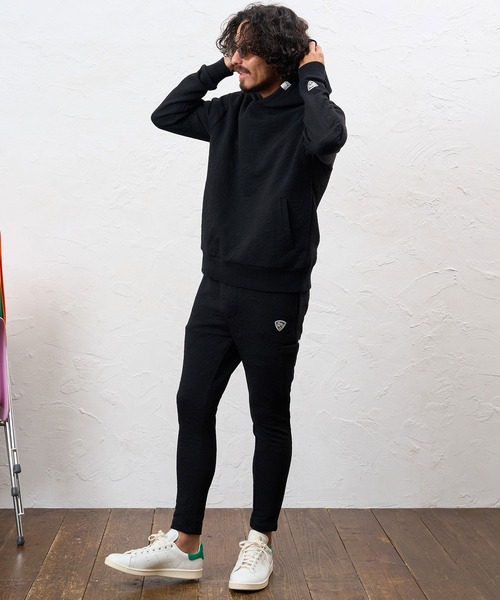 No Rain No Rainbow(ノーレインノーレインボー)の「mpa4235- embossed jacquard knit hoodie ジャカードニットパーカー(NR26W-04)(パーカー・メンズ・ブラック/ブルー/グレー・S/M/L/XL)」の7枚目の写真