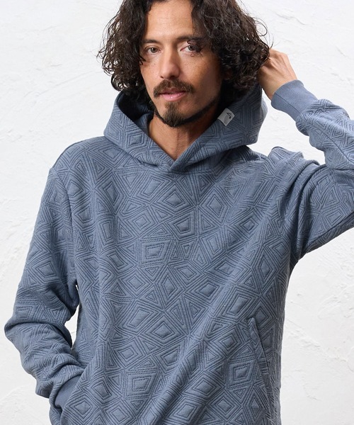 No Rain No Rainbow(ノーレインノーレインボー)の「mpa4235- embossed jacquard knit hoodie ジャカードニットパーカー(NR26W-04)(パーカー・メンズ・ブラック/ブルー/グレー・S/M/L/XL)」の8枚目の写真