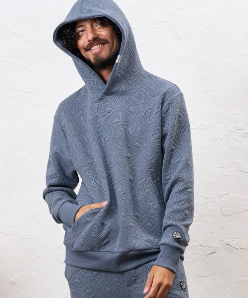 No Rain No Rainbow(ノーレインノーレインボー)の「mpa4235- embossed jacquard knit hoodie ジャカードニットパーカー(NR26W-04)(パーカー・メンズ・ブラック/ブルー/グレー・S/M/L/XL)」の9枚目の写真