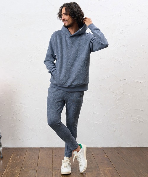 No Rain No Rainbow(ノーレインノーレインボー)の「mpa4235- embossed jacquard knit hoodie ジャカードニットパーカー(NR26W-04)(パーカー・メンズ・ブラック/ブルー/グレー・S/M/L/XL)」の10枚目の写真