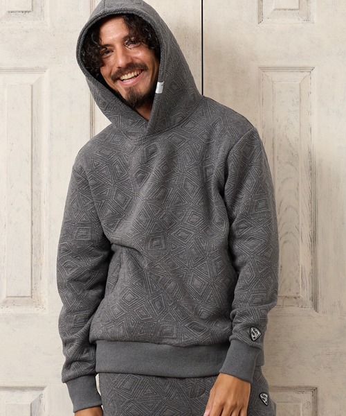 No Rain No Rainbow(ノーレインノーレインボー)の「mpa4235- embossed jacquard knit hoodie ジャカードニットパーカー(NR26W-04)(パーカー・メンズ・ブラック/ブルー/グレー・S/M/L/XL)」の12枚目の写真