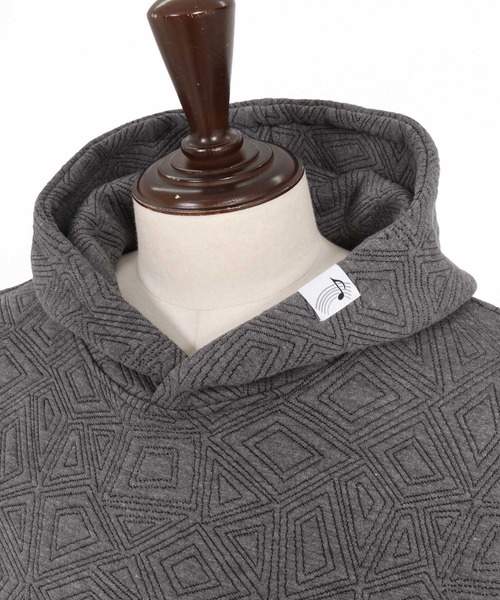 No Rain No Rainbow(ノーレインノーレインボー)の「mpa4235- embossed jacquard knit hoodie ジャカードニットパーカー(NR26W-04)(パーカー・メンズ・ブラック/ブルー/グレー・S/M/L/XL)」の20枚目の写真