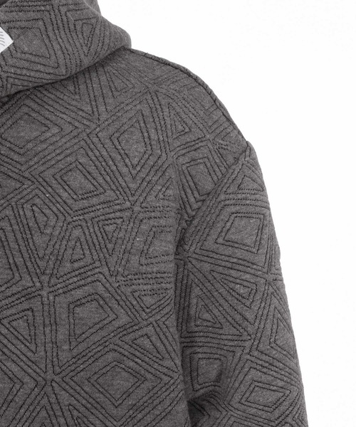 No Rain No Rainbow(ノーレインノーレインボー)の「mpa4235- embossed jacquard knit hoodie ジャカードニットパーカー(NR26W-04)(パーカー・メンズ・ブラック/ブルー/グレー・S/M/L/XL)」の21枚目の写真