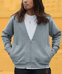 WP WESTPOINT（ダブルピーウエストポイント）の「ALOHA BLUE/アロハブルー ジップアップ スウェットカーディガン ミニマル ベーシック カジュアル メンズ レディース 刺繍 2026秋冬 秋服 冬服（カーディガン/ボレロ）」
