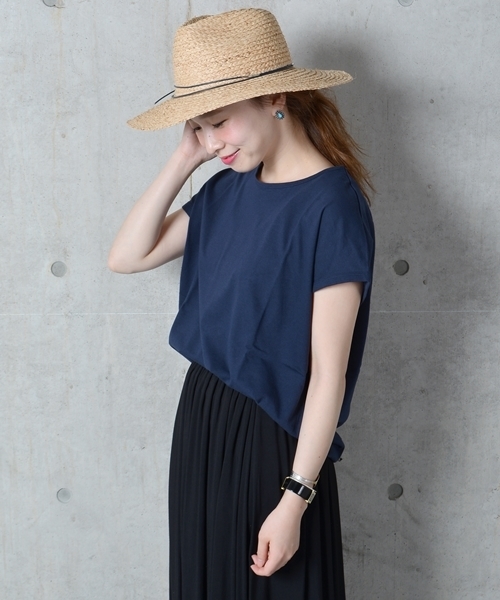 SHIPS Days(シップスデイズ)の「SHIPS Days STANDARD: ソフトコットンルーズTシャツ□(Tシャツ/カットソー・レディース・ネイビー/ホワイト/ライトグレー/ブラック/オリーブ・S~M/M~L)」の1枚目の写真