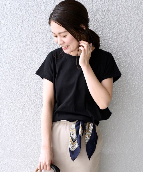 SHIPS Days(シップスデイズ)の「SHIPS Days STANDARD: ソフトコットンルーズTシャツ□(Tシャツ/カットソー・レディース・ネイビー/ホワイト/ライトグレー/ブラック/オリーブ・S~M/M~L)」の3枚目の写真