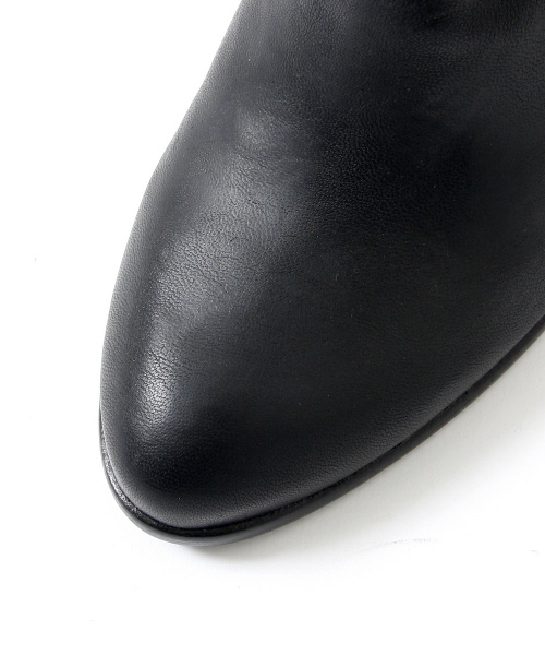 【値下げ】オゥバニスター＊サイドゴア ブラックレザーブーツ＊太ヒール Au BANNISTER（オゥ バニスター） ブーツ 「販売店舗限定」厚底