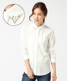 GLOBAL WORK | ビジューエリシャツ長袖/725111(シャツ/ブラウス)