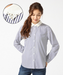 GLOBAL WORK | ビジューエリシャツ長袖/725111(シャツ/ブラウス)