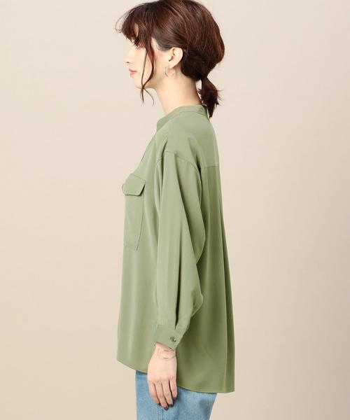 BEAUTY&YOUTH UNITED ARROWS（ビューティーアンドユースユナイテッドアローズ）の「BY マットサテンミリタリースタンドカラーシャツ2 -手洗い可能-◆（シャツ/ブラウス・レディース・オフホワイト/オリーブ/ネイビー・FREE）」の6枚目の写真