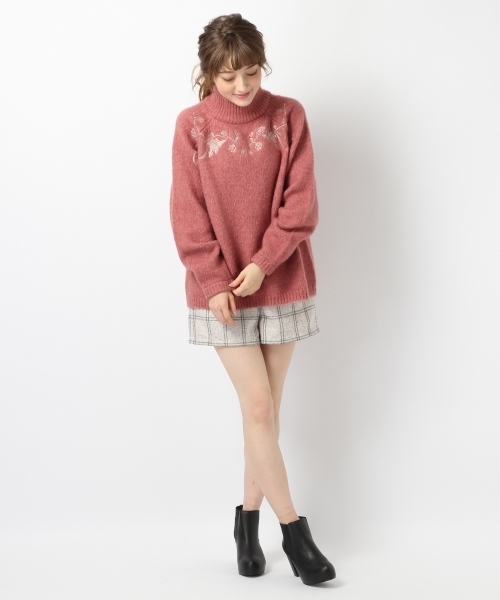 Heather(ヘザー)の「ボトルネックシシュウニット 738569 (ニット/セーター・レディース・ホワイト/ピンク系その他/ダークグレー・FREE)」の13枚目の写真