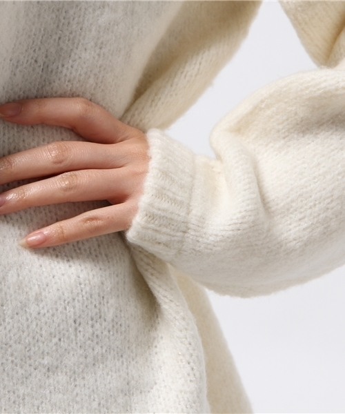 Heather(ヘザー)の「ボトルネックシシュウニット 738569 (ニット/セーター・レディース・ホワイト/ピンク系その他/ダークグレー・FREE)」の8枚目の写真