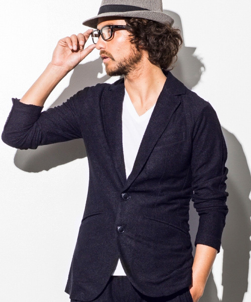 1PIU1UGUALE3  RELAX （ウノピゥウノウグァーレトレ リラックス）の「1PIU1UGUALE3 RELAX(ウノピゥウノウグァーレトレ)パイルテーラードジャケット（テーラードジャケット・メンズ・ブラック/ホワイト/ブラック×ホワイト/ネイビー/グレー・SMALL/MEDIUM/LARGE/X-LARGE/XX-LARGE）」の5枚目の写真