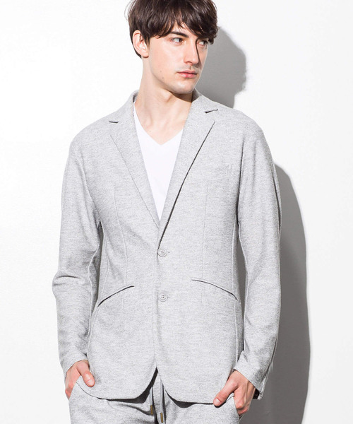 1PIU1UGUALE3  RELAX （ウノピゥウノウグァーレトレ リラックス）の「1PIU1UGUALE3 RELAX(ウノピゥウノウグァーレトレ)パイルテーラードジャケット（テーラードジャケット・メンズ・ブラック/ホワイト/ブラック×ホワイト/ネイビー/グレー・SMALL/MEDIUM/LARGE/X-LARGE/XX-LARGE）」の4枚目の写真