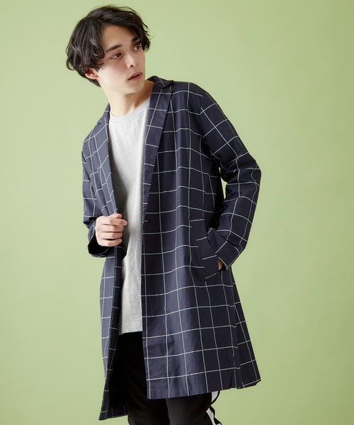 MONO-MART（モノマート）の「綿麻ストレッチビッグシルエットチェスターコート（チェスターコート・メンズ・ベージュ/ブルー系その他/ブラック/グレー系その他・M/L）」の2枚目の写真