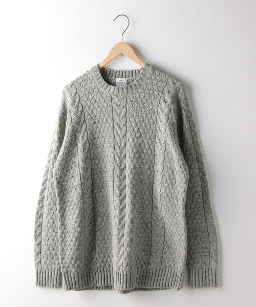 coen（コーエン）の「ケーブルネップクルーネックビッグニット(ブラック⇒WEB限定カラー)（ニット/セーター・メンズ・ネイビー/グレー/ブラック・SMALL/LARGE/X-LARGE/MEDIUM）」の13枚目の写真