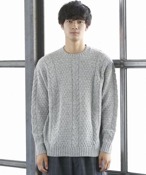 coen（コーエン）の「ケーブルネップクルーネックビッグニット(ブラック⇒WEB限定カラー)（ニット/セーター・メンズ・ネイビー/グレー/ブラック・SMALL/LARGE/X-LARGE/MEDIUM）」の17枚目の写真