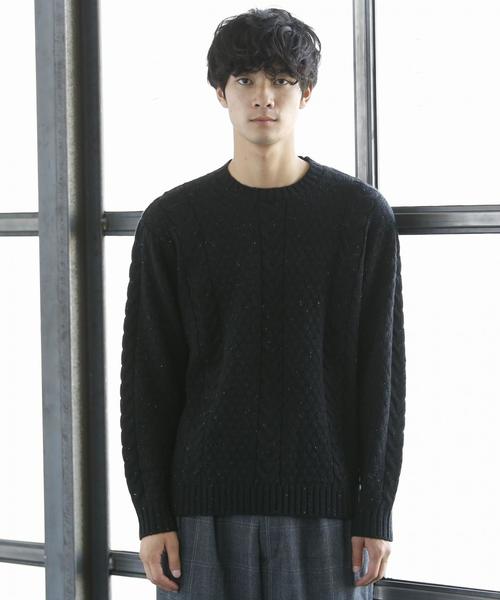 coen（コーエン）の「ケーブルネップクルーネックビッグニット(ブラック⇒WEB限定カラー)（ニット/セーター・メンズ・ネイビー/グレー/ブラック・SMALL/LARGE/X-LARGE/MEDIUM）」の10枚目の写真