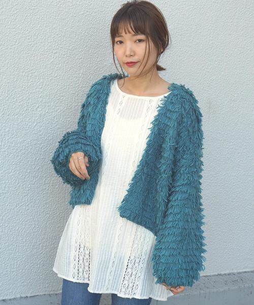 Another Edition(アナザーエディション)の「フリンジカーディガン ◆(カーディガン/ボレロ・レディース・ブラック/ナチュラル/ケリー/ピンク・フリー)」の3枚目の写真