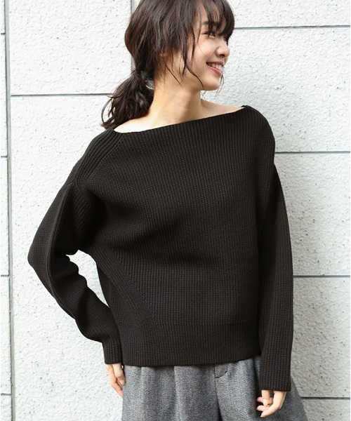 A part by（アパートバイ）の「7GAcCアゼボートPOニットLS　　767917 （ニット/セーター・レディース・グレー/ライトパープル/マスタード/ブラック/ホワイト・FREE）」の3枚目の写真