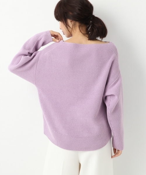 A part by（アパートバイ）の「7GAcCアゼボートPOニットLS　　767917 （ニット/セーター・レディース・グレー/ライトパープル/マスタード/ブラック/ホワイト・FREE）」の9枚目の写真