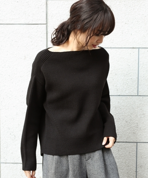 A part by（アパートバイ）の「7GAcCアゼボートPOニットLS　　767917 （ニット/セーター・レディース・グレー/ライトパープル/マスタード/ブラック/ホワイト・FREE）」の20枚目の写真