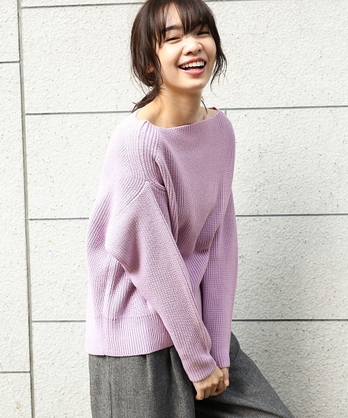 A part by（アパートバイ）の「7GAcCアゼボートPOニットLS　　767917 （ニット/セーター・レディース・グレー/ライトパープル/マスタード/ブラック/ホワイト・FREE）」の22枚目の写真