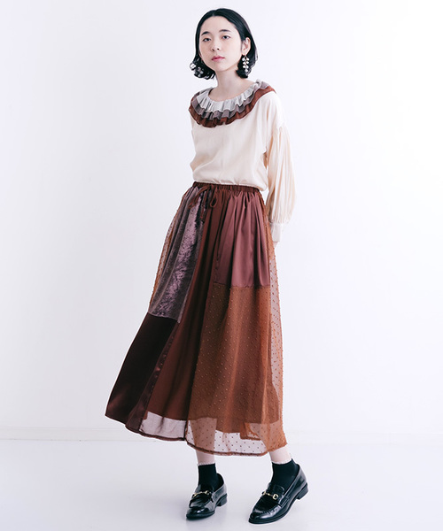 merlot plus（メルロープリュス）の「バイカラーティアード襟ブラウス7180（シャツ/ブラウス・レディース・ブラウン/ブルー/チェリーピンク・FREE）」の16枚目の写真