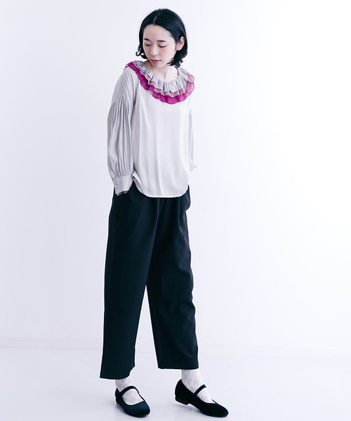 merlot plus（メルロープリュス）の「バイカラーティアード襟ブラウス7180（シャツ/ブラウス・レディース・ブラウン/ブルー/チェリーピンク・FREE）」の20枚目の写真