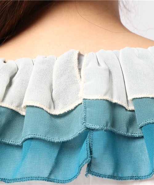 merlot plus（メルロープリュス）の「バイカラーティアード襟ブラウス7180（シャツ/ブラウス・レディース・ブラウン/ブルー/チェリーピンク・FREE）」の10枚目の写真