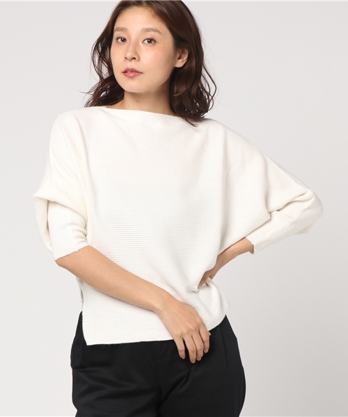panasea（パナシア）の「リブ編み ドルマンニット ボートネック（ニット/セーター・レディース・ホワイト/ブラック/グレー/キャメル・FREE）」の2枚目の写真