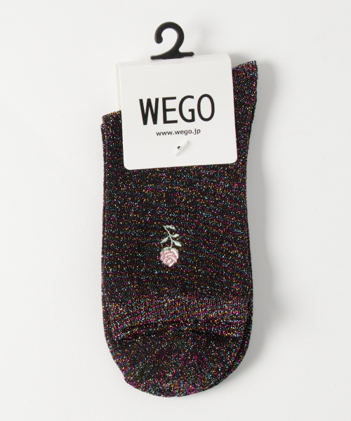 WEGO（ウィゴー）の「WEGO/バラ刺繍ラメソックス（ソックス/靴下・レディース・ブラック/ホワイト/パープル/その他1/シルバー/サックスブルー/レッド・FREE）」の7枚目の写真